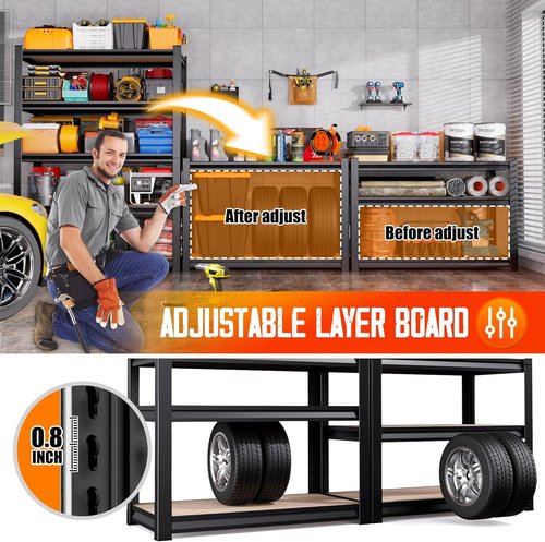 Heavy Duty Metal Shelving Unit by [Brand Name] - 5-Tier Adjustable Garage Storage Rack | 71"H x 32"W x 14"D