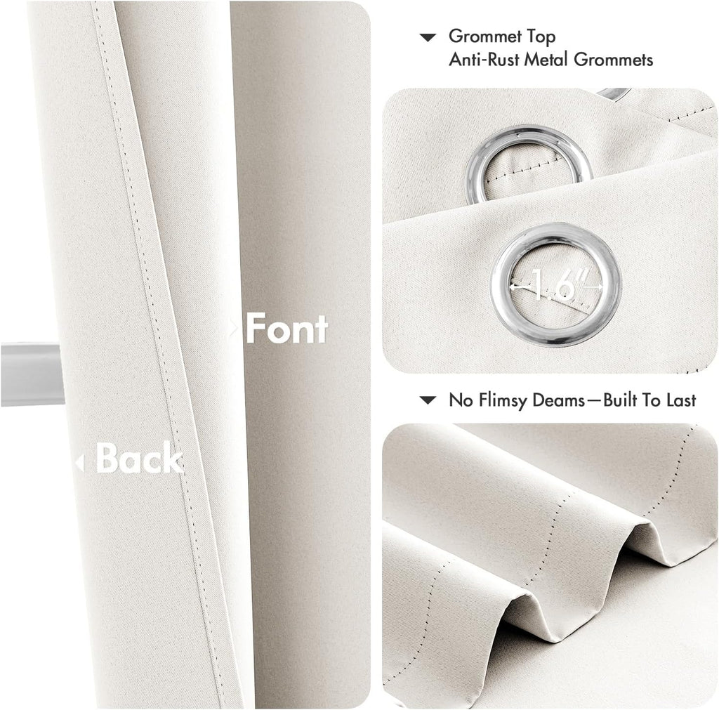 MIULEE Ivory Blackout Curtains - Thermal Insulated Room Darkening Drapes | 84 Inches Long, 2 Panels