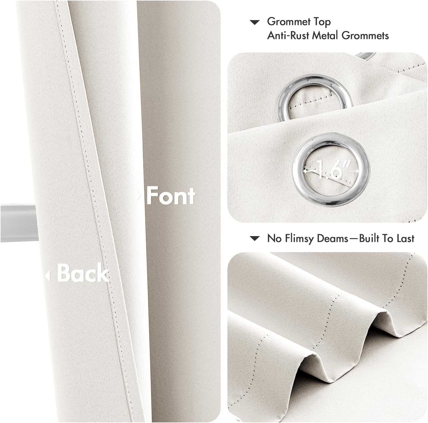 MIULEE Ivory Blackout Curtains - Thermal Insulated Room Darkening Drapes | 84 Inches Long, 2 Panels