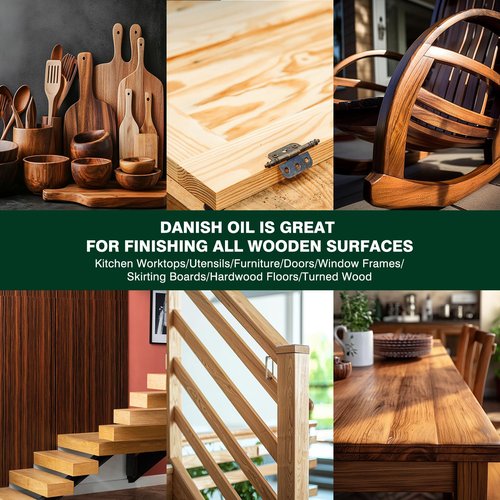 Danish Oil for Wood - Pure Polymerized Linseed Oil Wood Finish & Sealer - Ideal for Furniture, Butcher Blocks, Salad Bowls, & More - Restore & Protect, Fast Curing