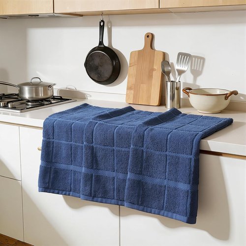 Homaxy Premium Kitchen Towels - Soft & Absorbent 380 GSM Cotton Dish Towels | 18"x28", Navy Blue, 6 Pack