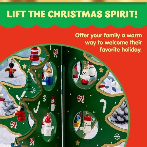 JOYIN Christmas Advent Calendar - 24 Days Countdown with Wooden Tree & 28 Ornaments | Perfect for Kids' Parties