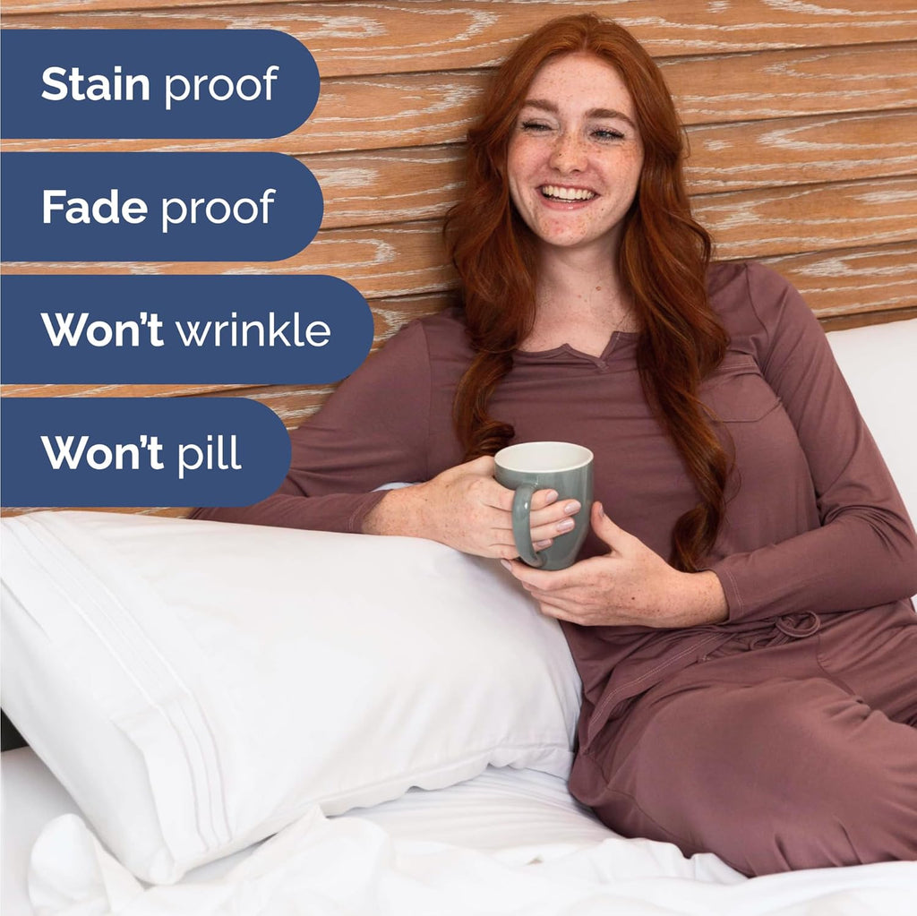Skiennix Twin XL Sheet Set - 16 Complete Deep Pocket Bedding Sets | Breathable, Cooling & Wrinkle-Free - White