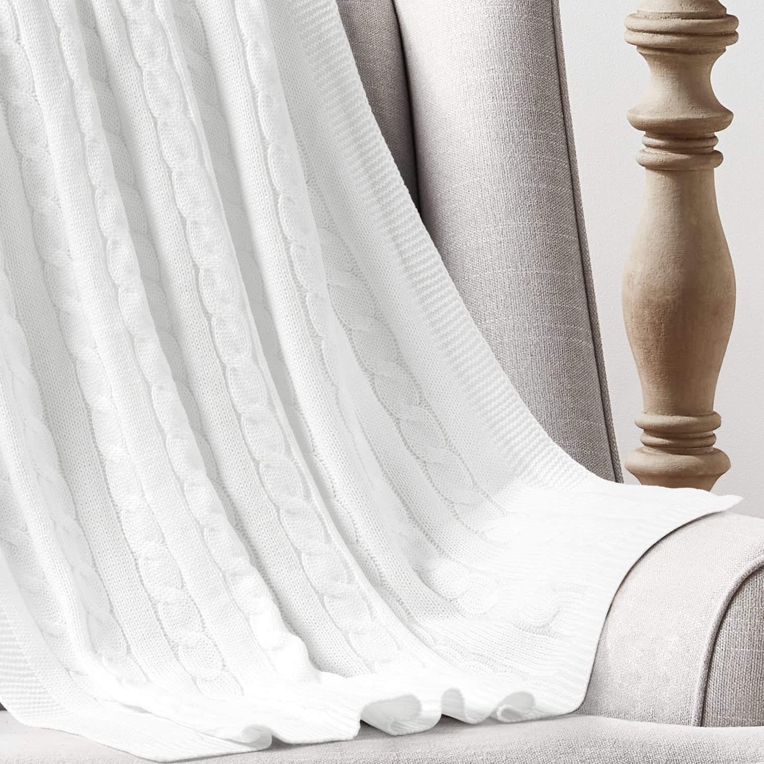 Lush Decor Cable Soft Knitted Baby/Toddler Blanket, 40" x 30", White