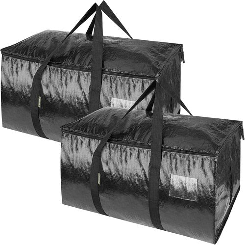 BALEINE Heavy-Duty Oversized Moving Bags - 2-Pack Storage Totes with Reinforced Handles (Black)