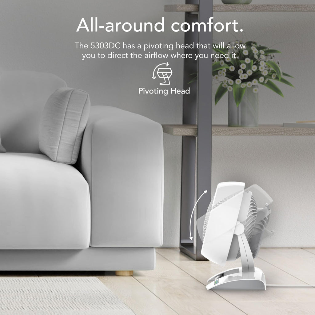 Vornado 5303DC Energy Smart Small Air Circulator Fan with Variable Speed Control, white, Medium