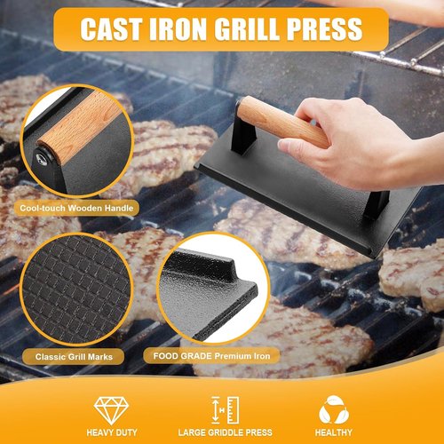 CEKEE Griddle Accessories Kit - 10-Piece Flat Top Grill Set with Smash Burger Press & Spatulas for Outdoor BBQ