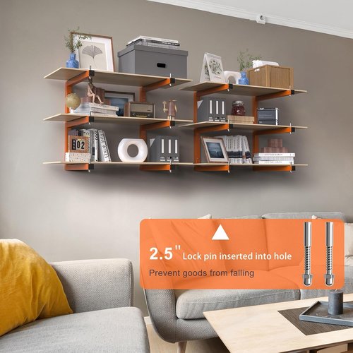 **Lumber Rack Heavy-Duty Wall-Mounted Lumber Storage Rack - 9-Level System, 1980 LB Capacity, Orange (6 Pack)**