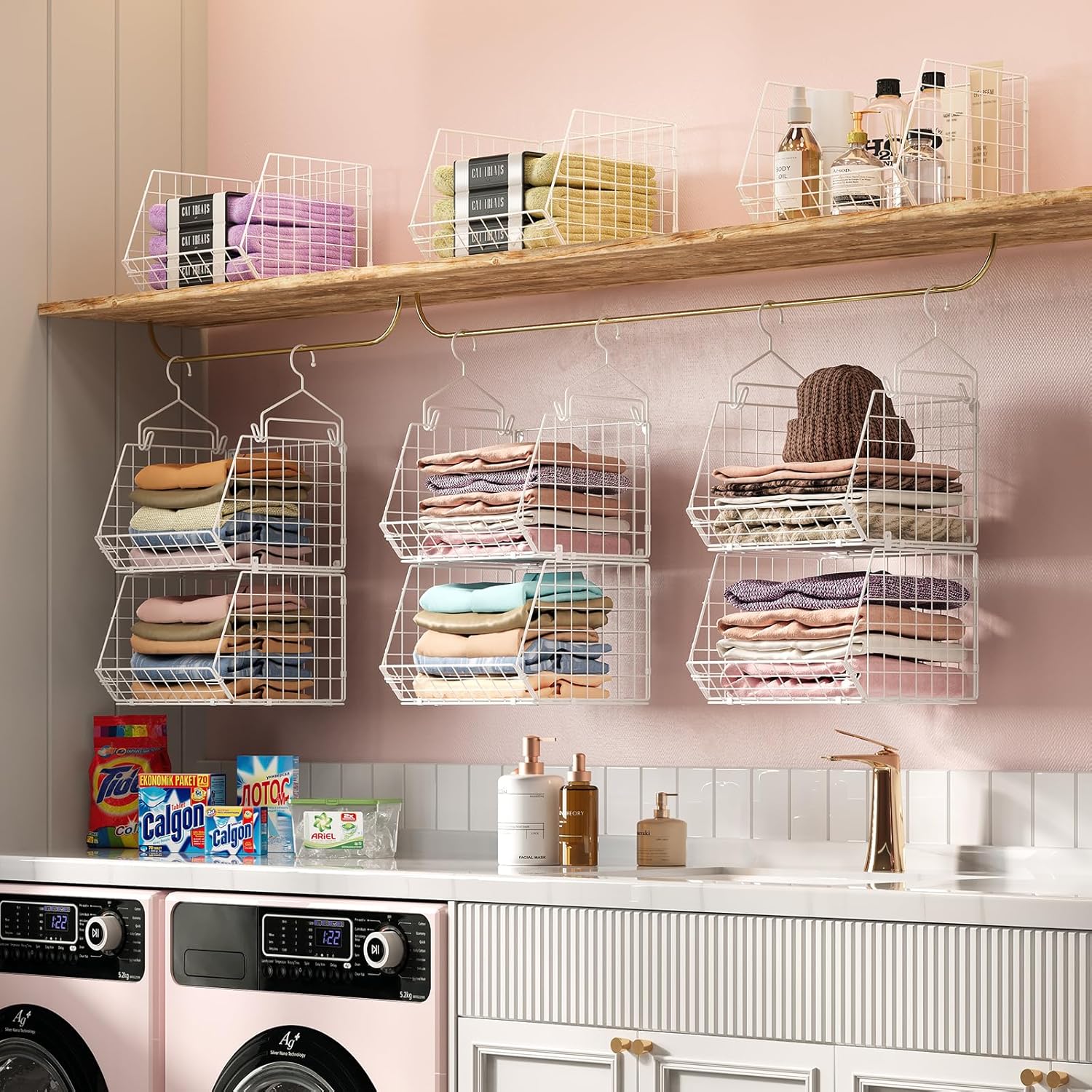 X-cosrack 6-Tier Closet Hanging Organizer - Versatile Clothes Shelves with Hooks for Shoes & Accessories