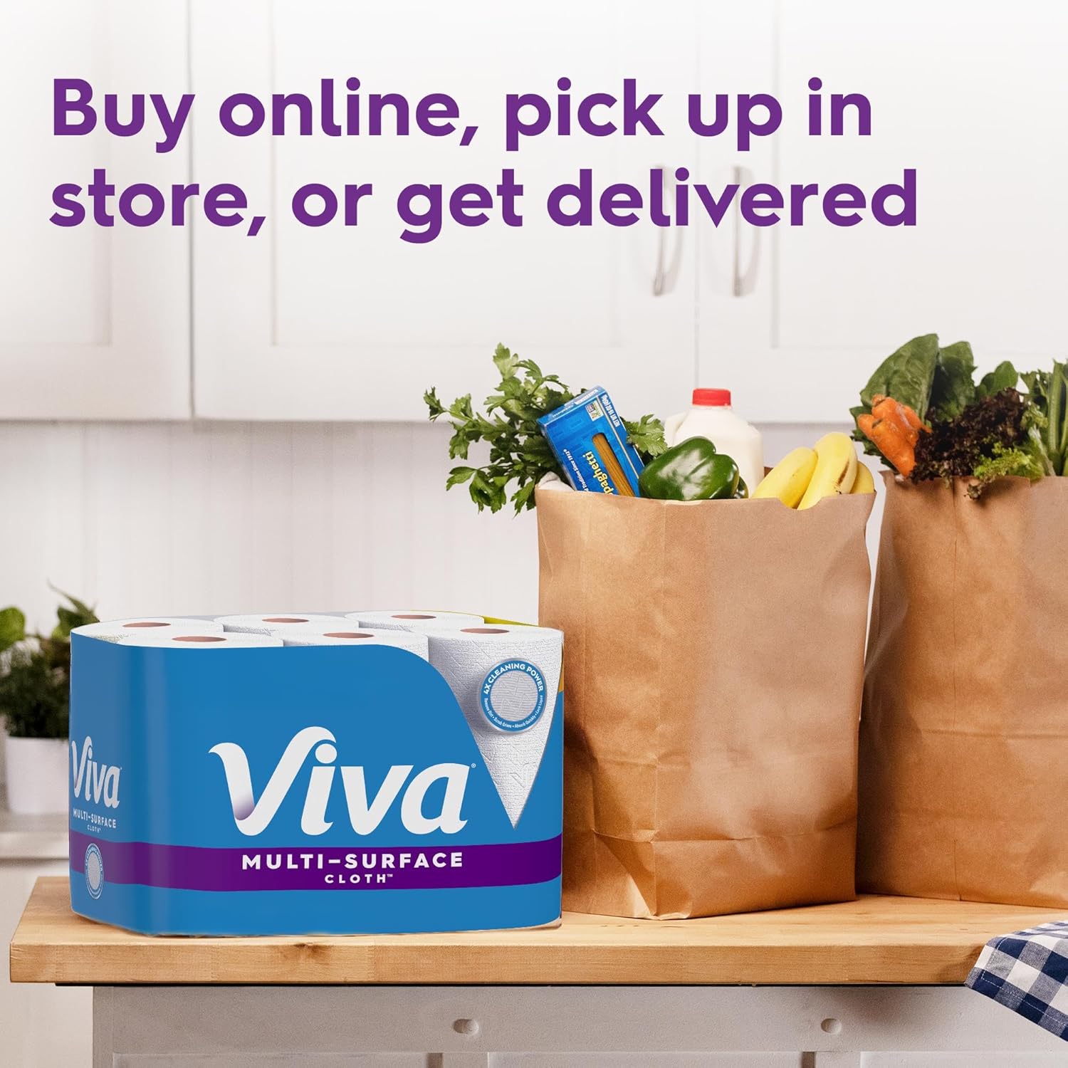 Viva Multi-Surface Cloth Paper Towels - Choose-A-Sheet Size, 12 Triple Rolls, 165 Sheets Each