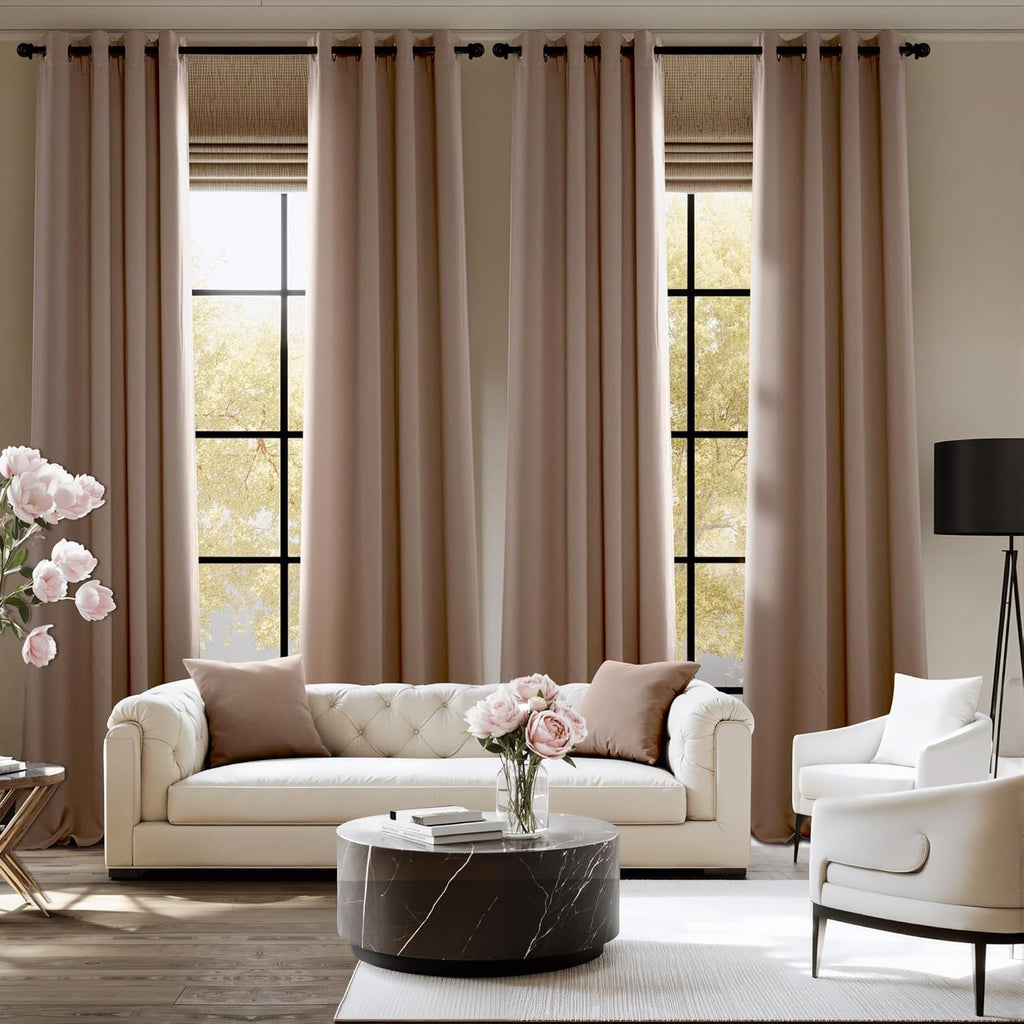 NICETOWN Cappuccino Grommet Drapes - Thermal Insulated Window Treatments | Heavy-Duty, 2 Panels, W52 x L95