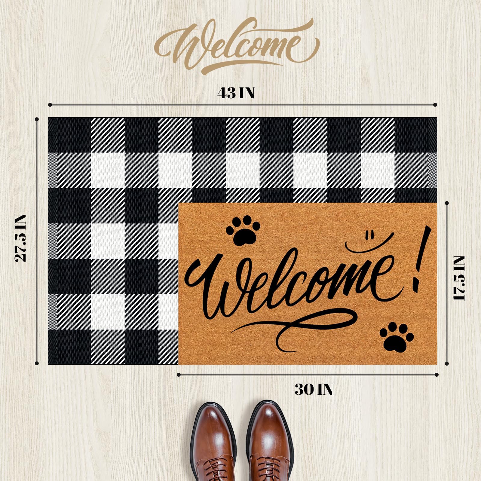 SofterCharm Area Rug, 2’4’’ x 3’7’’ Black and White Checkered Rug Plaid Outdoor Rugs, Soft Machine Washable Cotton Woven Welcome Mat Area Rugs for Home Decor, Bedroom, Doormat, Balcony, Porch, Patio