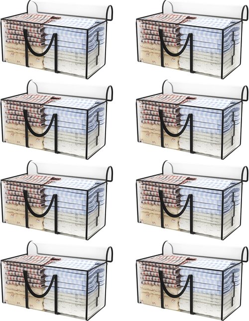 CONGREGATE Extra Large Moving Bags - 97L Heavy Duty Totes with Reinforced Handles & Metal Zippers | 8 Pack, Foldable Storage Boxes