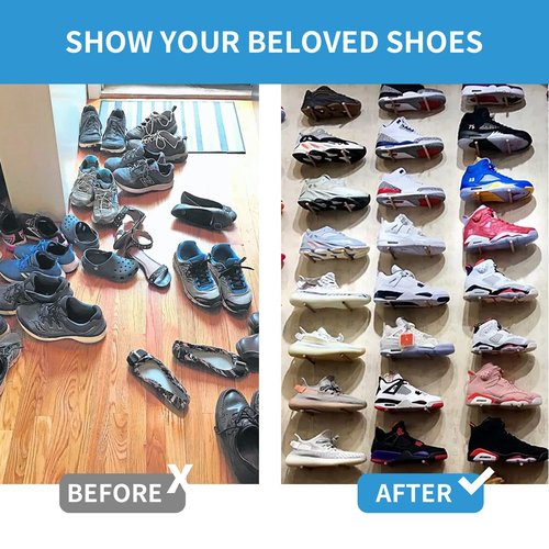 Guntsous 6 PCS Acrylic Floating Shoe Rack Wall Mount Display Shoe Rack Transparent Storage Rack for Home Use Sneaker Display Rack with Screws and Anchors