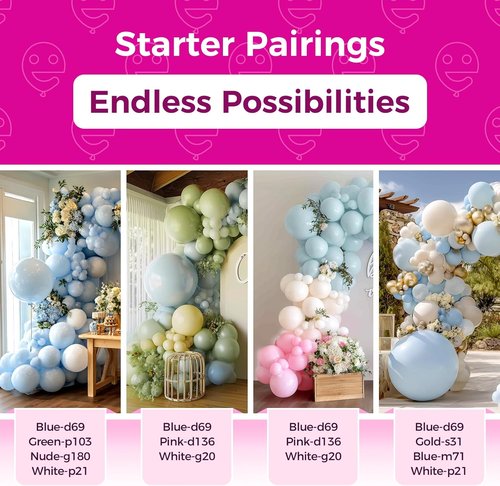 Bezente Pastel Blue Latex Party Balloons - 36 Inch Round Helium Balloons for Birthdays & Events