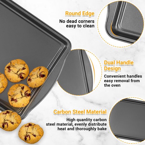 Funnydin Baking Pan Set of 3 - Carbon Steel Baking Sheets with Cooling Racks, 13/15/17 Inch, Nonstick Cookie Sheets for Baking, Rust & Warp Resistant & Stackable, Nontoxic & Heavy Duty & Easy Clean