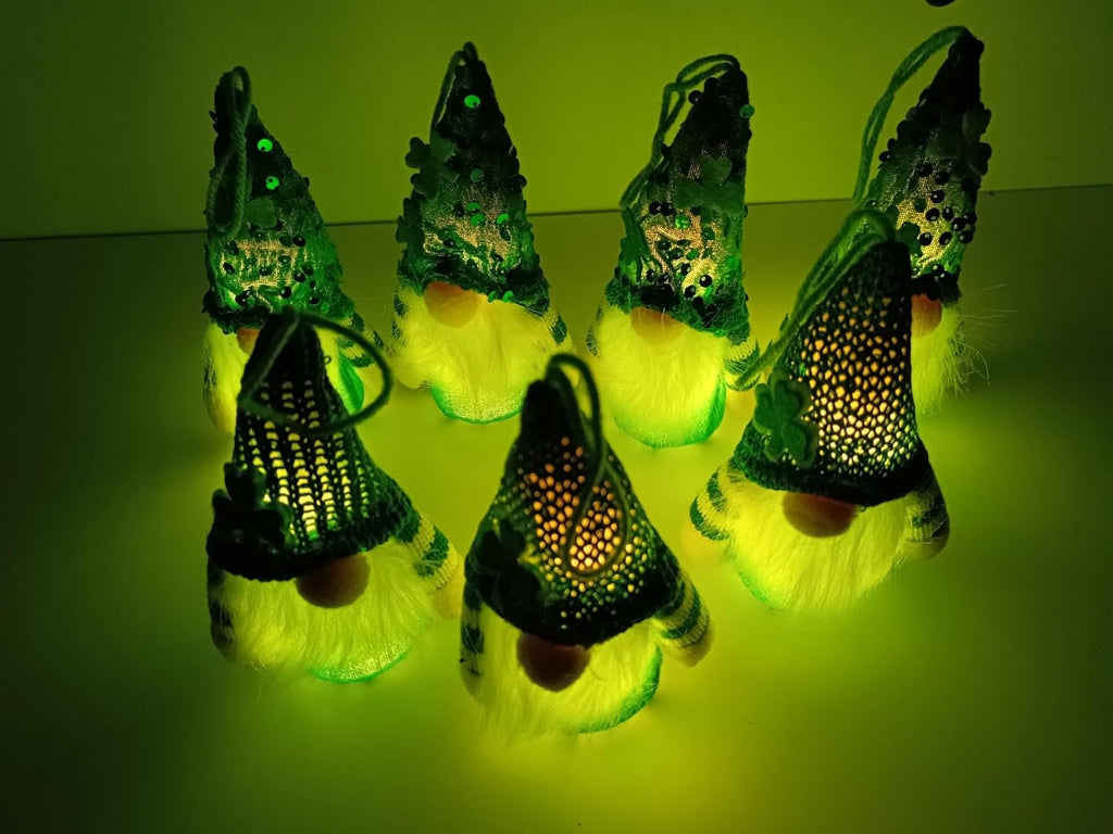 Skiennix St. Patrick's Day Gnomes - Plush Leprechaun Doll Decorations | 2-Pack Irish Green Shamrock Ornaments