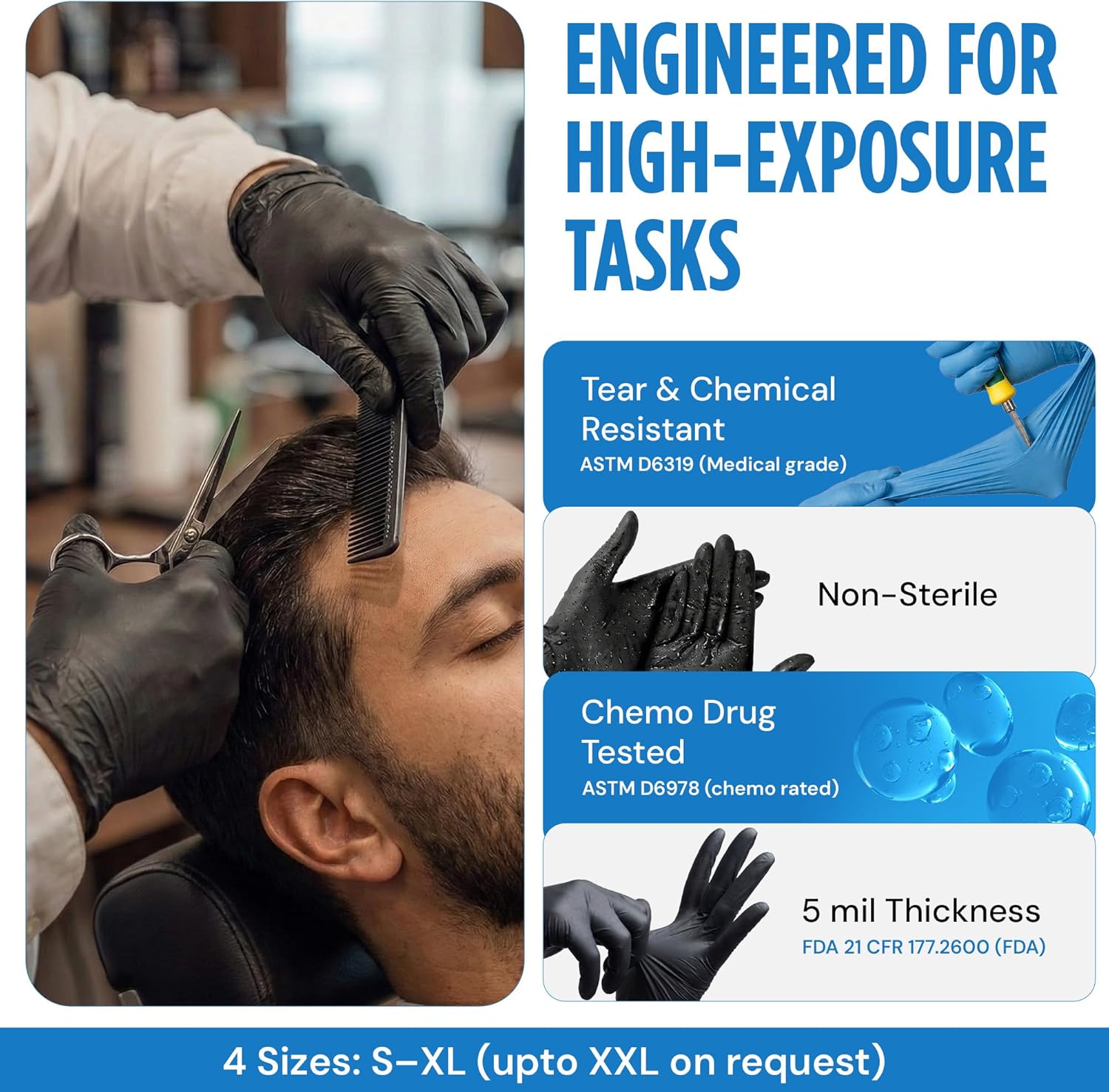 Skiennix Nitrile Exam Gloves - Latex-Free, Powder-Free, Non-Sterile Disposable | Ideal for Medical & Kitchen Use