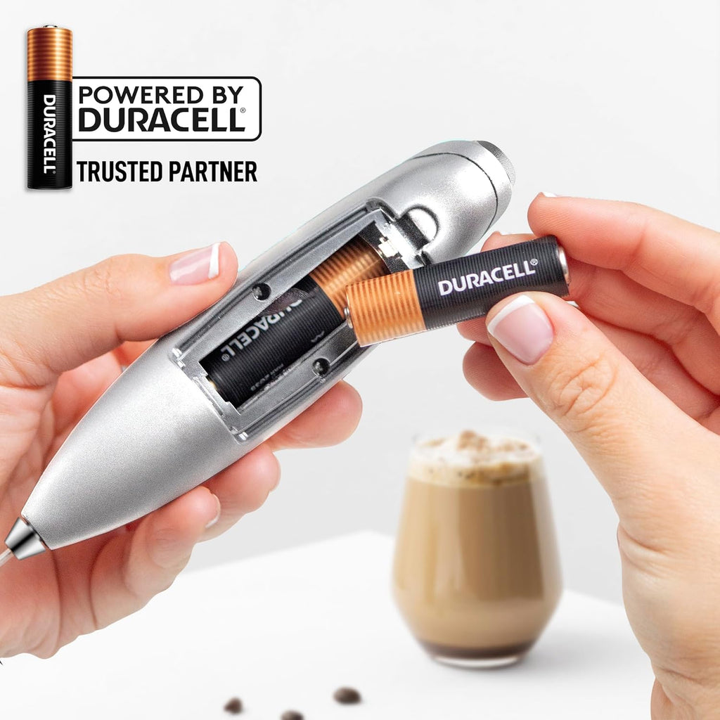 Zulay Kitchen Milk Frother - Powerful Handheld Whisk for Coffee, Lattes & Matcha | Includes 4 Duracell Batteries