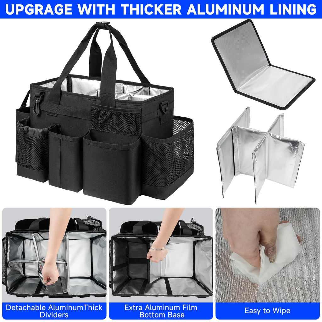Cleaning Caddy Bag, Cleaning Supplies Organizer for Housekeepers, Housekeeping Caddy with Handle and Detachable Padded Cushion, Black
