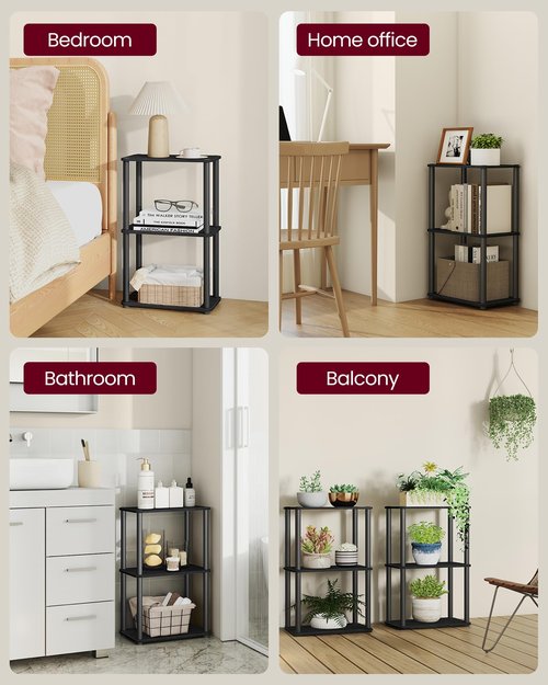VASAGLE Superfast Toolless Assembly, 3-Tier Shelf for Living Room, Standing Shelf, Bookshelf, Bedroom, Kitchen, 9.4 x 15 x 27.8 Inches, Ebony Black and Ink Black ULLS153B01