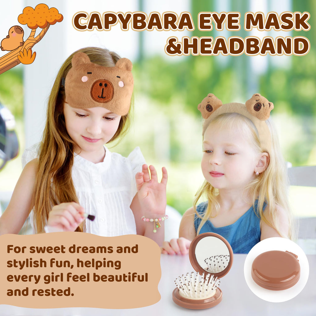 Tekeii Capybara Gifts Box, Cute Capybara Toy for Girls Kids for Back to School, Birthday, of Shoulder Bag, Coin Purch, Water Bottle, Keychain, Plush Notebook, Eye Mask, Bracelet, Pocket Comb