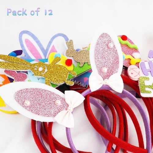 GREATRIL Easter Party Headbands - 12 PCS Colorful Headwear for Holiday Celebrations | Photo Booth Accessories