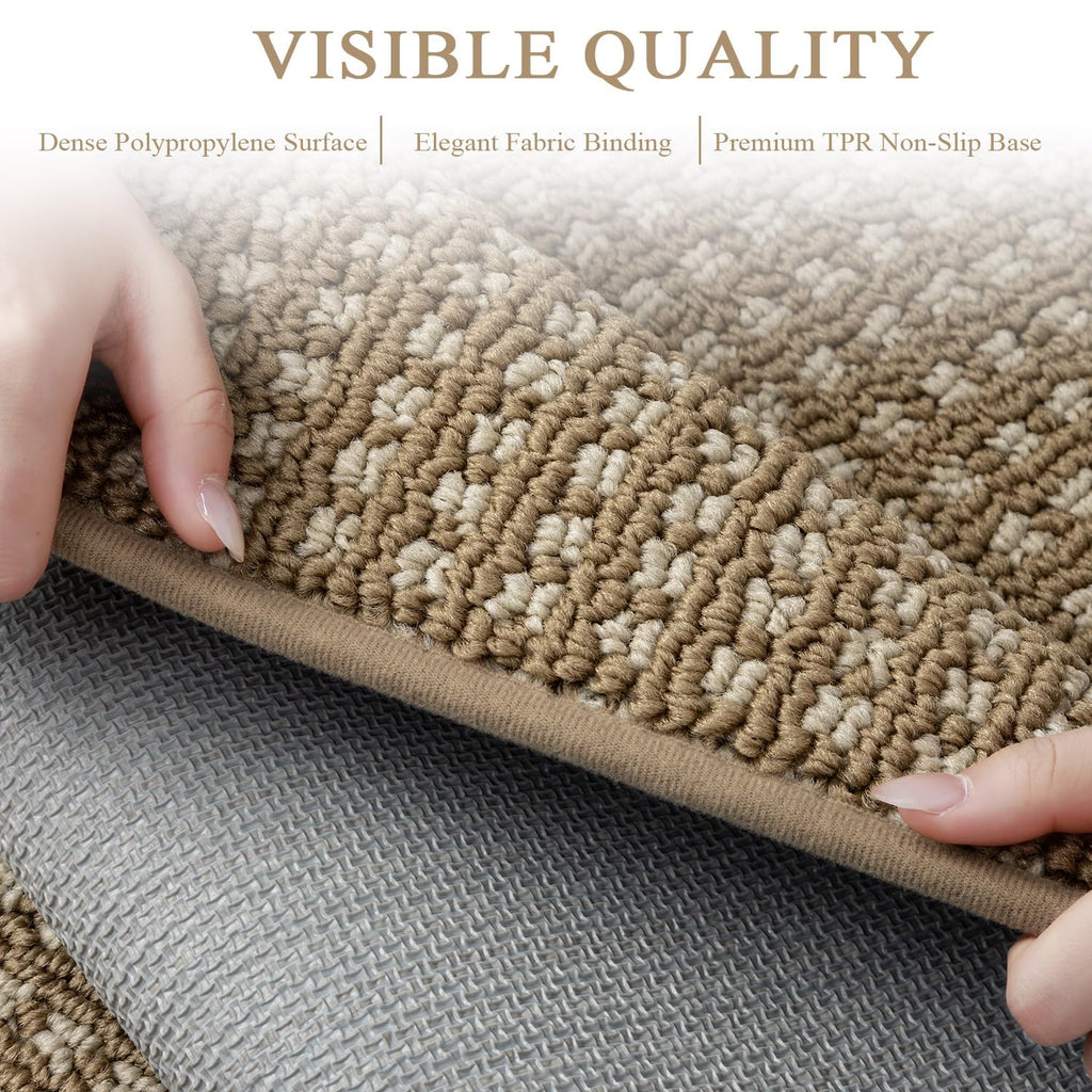 hicorfe Kitchen Runner Rugs,Non Slip Kitchen Mats for Floor-Thick Stain Resistant Kitchen Floor Mat Runner Carpet for Hallways Entryway Laundry Room Washable(48"x32",Brown)