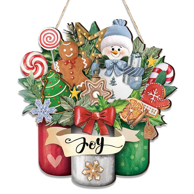 Snowman Christmas Welcome Door Hanger - Rustic Outdoor Front Door Sign (Variation: Snowman)