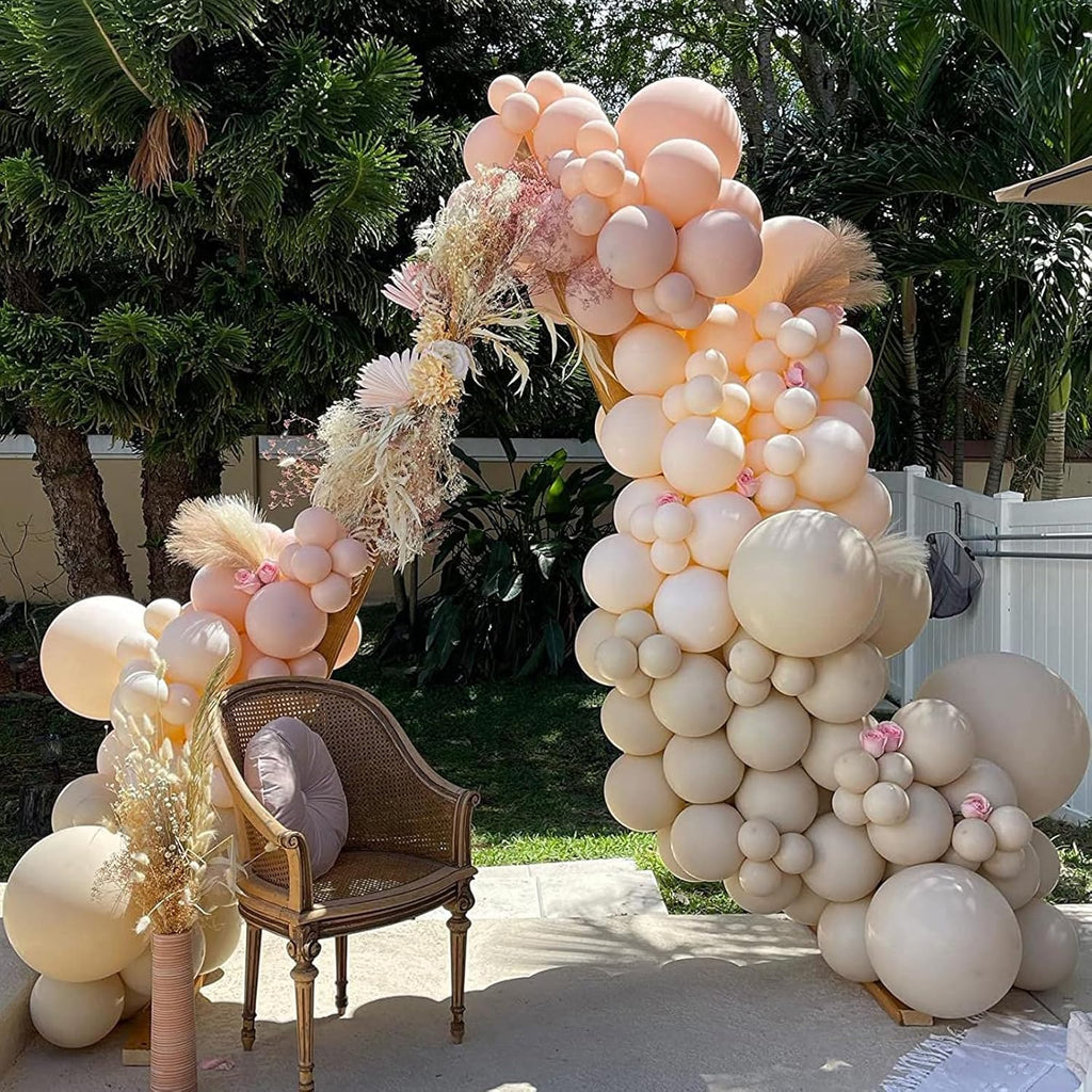 PartyWoo White Sand Balloons - 100pcs 5-Inch Off White Beige Cream Ivory Latex for Weddings & Events