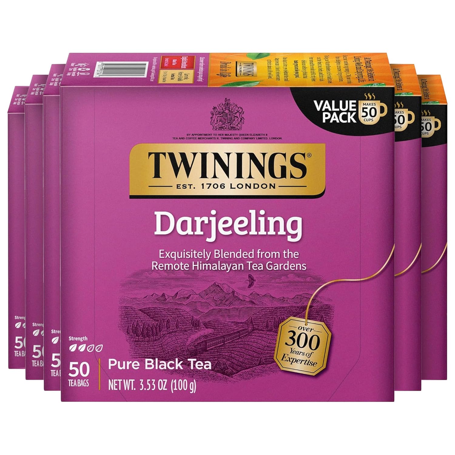 Twinings Darjeeling Black Tea - Individually Wrapped Bags, 50 Count | Delicate Flavor, Caffeinated, Hot or Iced