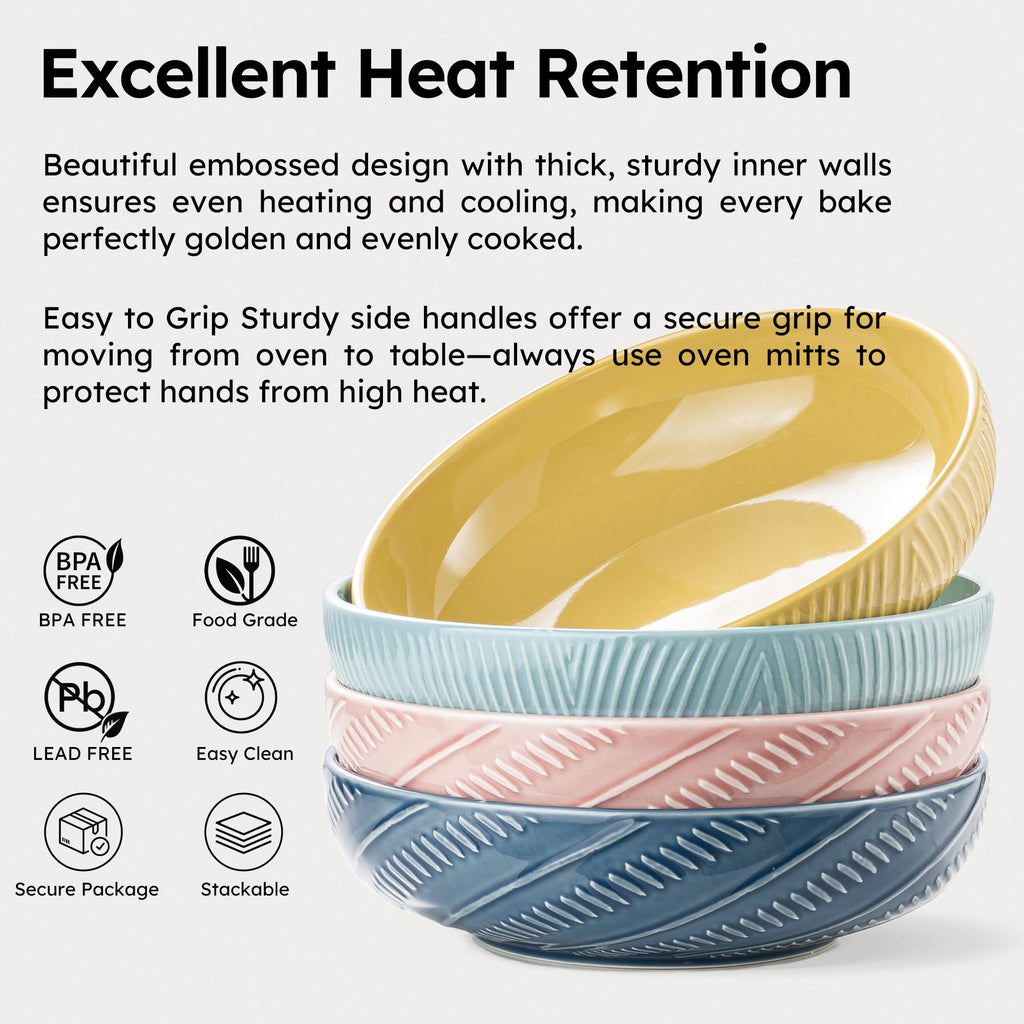 Dafuceramic 8.5Inch Pasta Bowls, 36OZ Serving Bowls, Salad Bowls Set of 4 Ceramic Sturdy & Stackable, Ideal for Housewarming, Festivals, Multicolor (36 OZ)