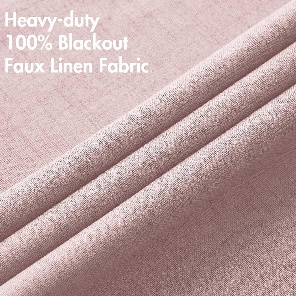 MIULEE Blackout Curtains - 100% Thermal Insulated Linen Texture Drapes - Pink, 52x54 Inch (2 Panels)