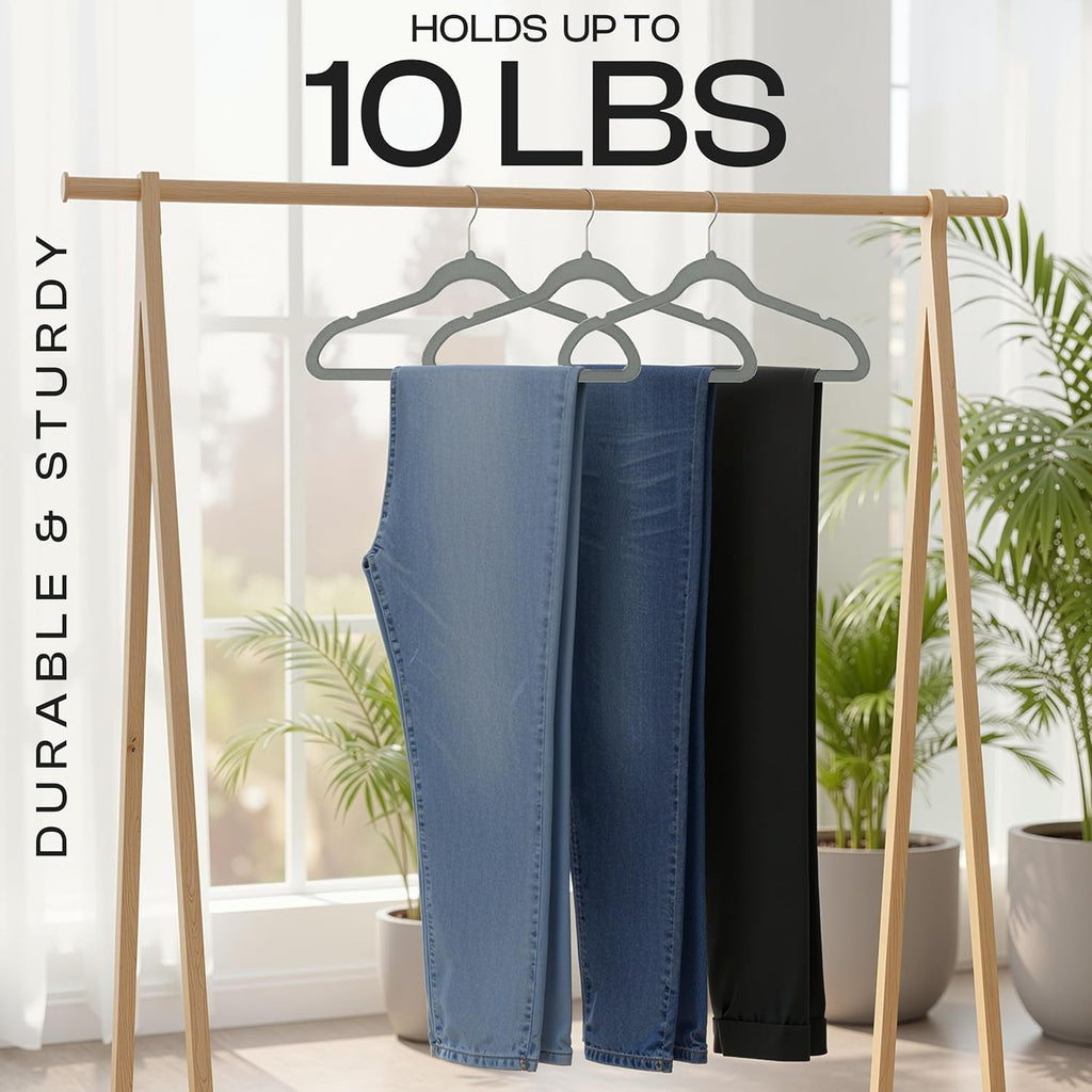 Utopia Home Velvet Hangers - 150 Pack Luxury Non-Slip Slim Coat & Pant Hangers | Strong Space-Saving Design, Grey