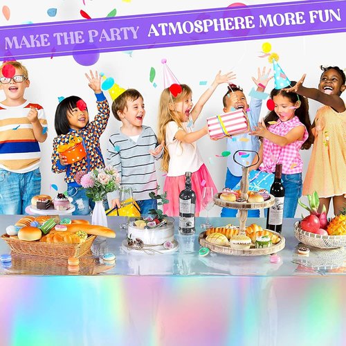 GREATRIL Iridescent Tablecloths - Disposable Rectangle Table Covers for Mermaid & Undersea Parties | 54'' x 108'' - 2 Pack