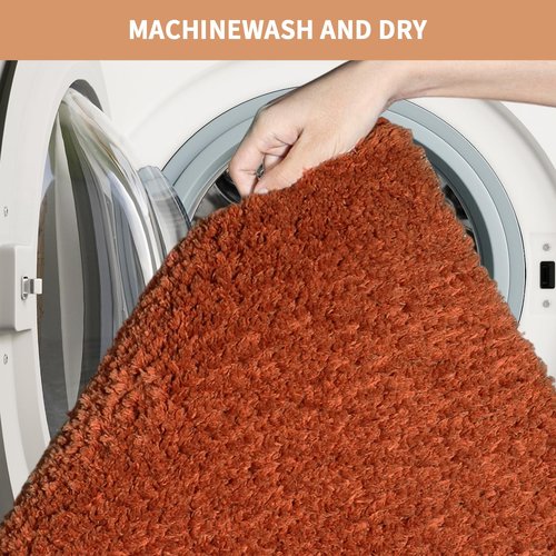 Baahrnom Bathroom Rugs Sets 3 Piece with Adjustable Toilet Seat Cover 17.5"x 15" Machine Washable Bath Rug Set with TPR Non Slip Rubber Backing Solid Bath Mat Set for Luxury Bathroom Decoration