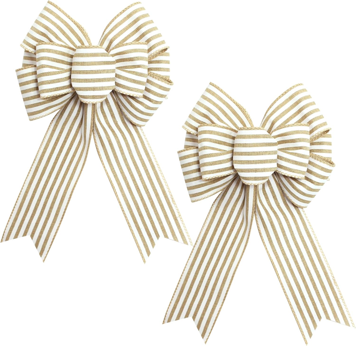Natural Stripe Wreath Bows by [Brand Name] - Rustic Burlap Decorative Bows for Indoor/Outdoor Events