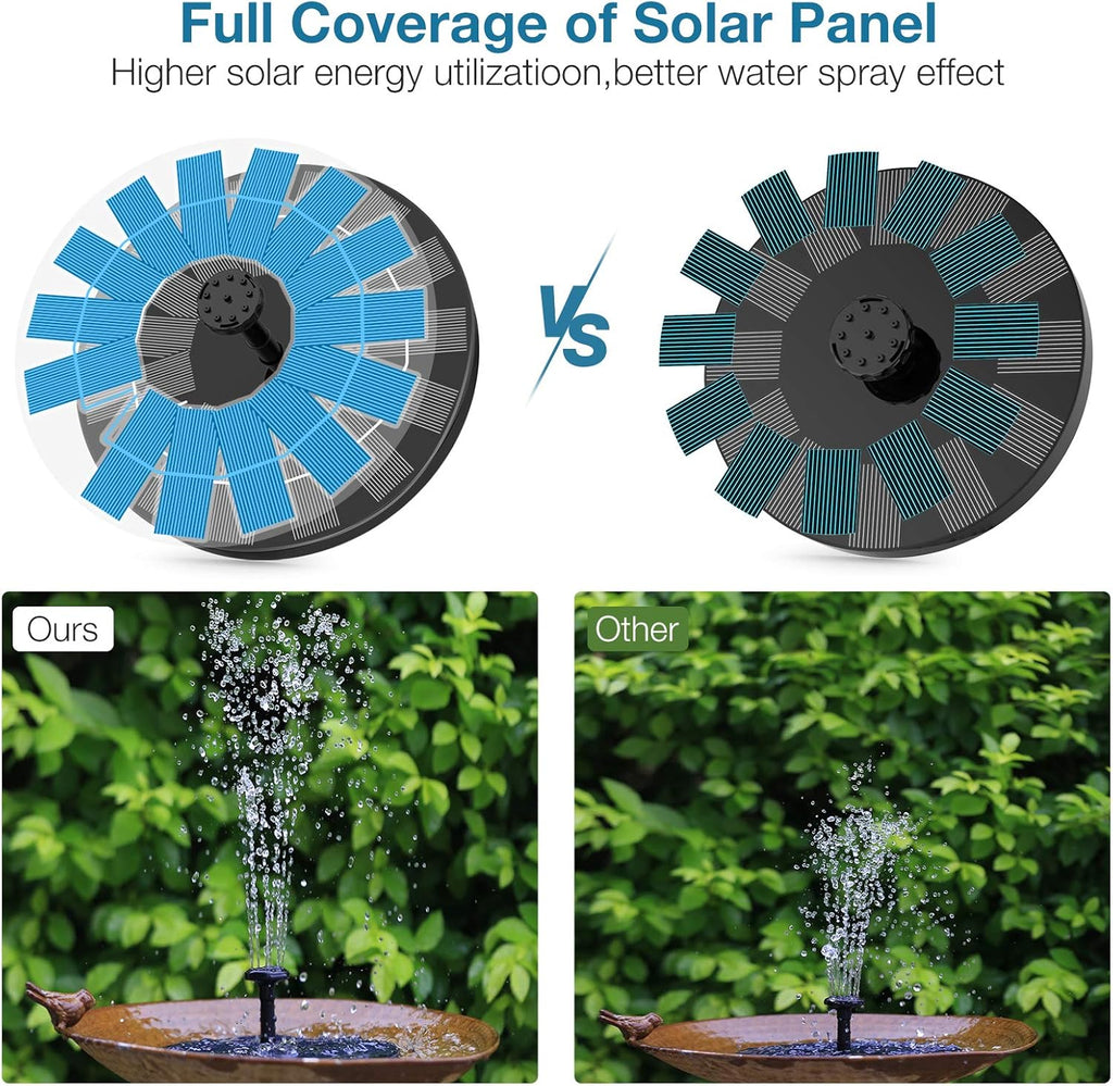 AISITIN Solar Garden Fountain - 3.5W Floating Pump with 6 Nozzles for Bird Bath & Aquarium
