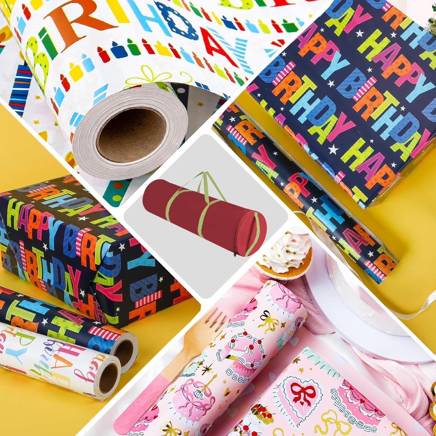 OUTTDID Christmas Wrapping Paper Organizer - Durable 600D Oxford Fabric Storage for 18-25 Rolls | Red with Handles and Zipper