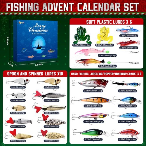 Fishing Advent Calendar 2025 - 24 Days of Lures | Perfect Gift for Men & Teen Boys
