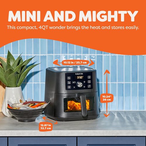 Instant Pot 4Qt Vortex Mini Air Fryer - 6-in-1 Versatility, Custom Programs, Black Finish