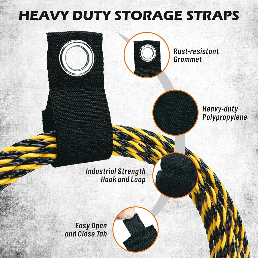 Skiennix Heavy Duty Rafter Hanger Hooks - 6-Piece Set with 2 Extension Straps | Vinyl Coated Metal Garage Organizer (Orange)
