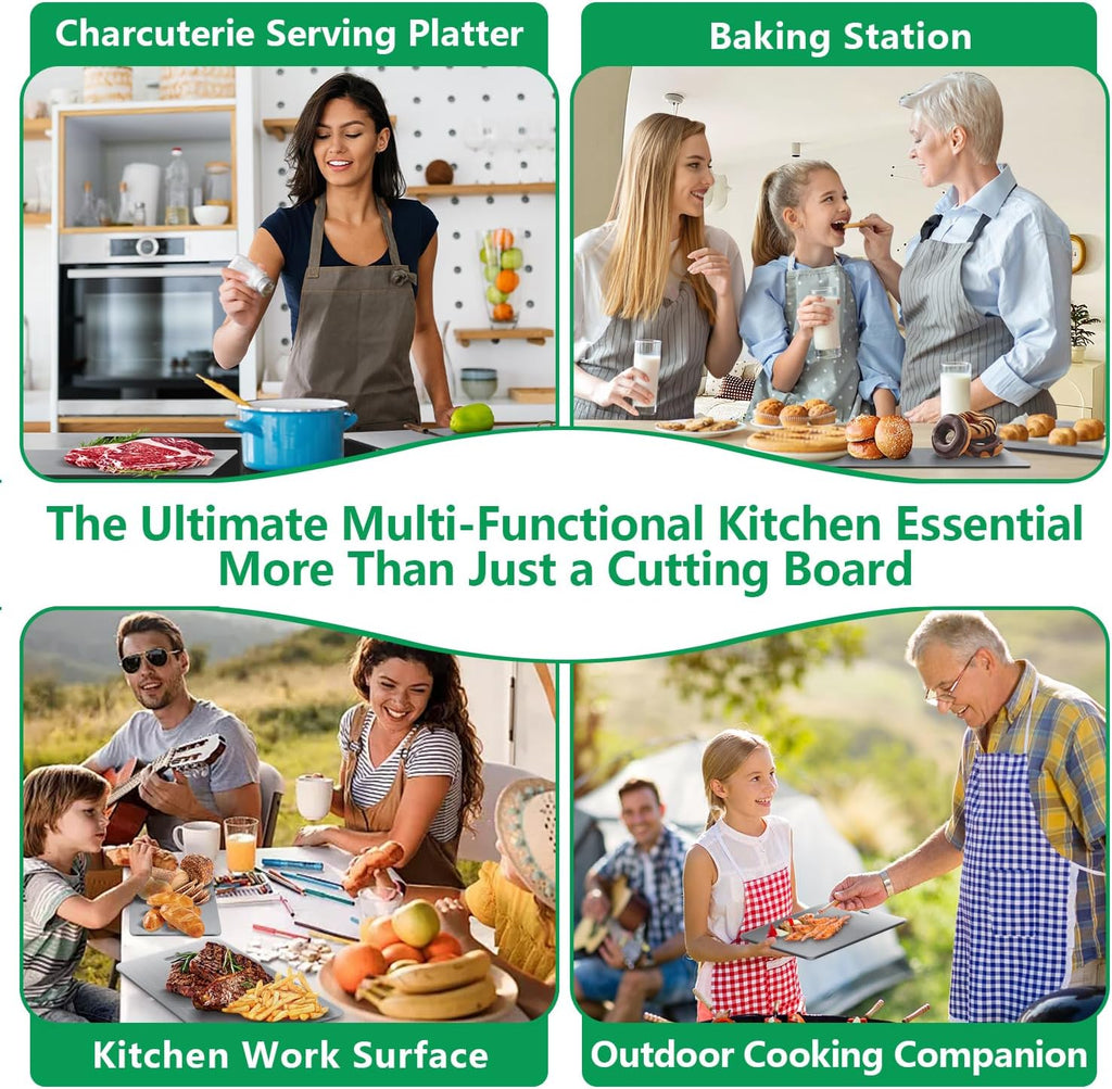 **Titanium Cutting Boards - Set of 3 Double-Sided Pure Titanium | Easy to Clean & Dishwasher Safe**