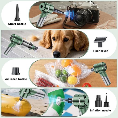AQSFLA Car Vacuum Portable Cordless 22000PA High Power Handheld Mini Vacuum Cleaner Rechargeable Foldable with Brushless Motor Air Blower Duster Pump for Car Home Office Pet (Green)