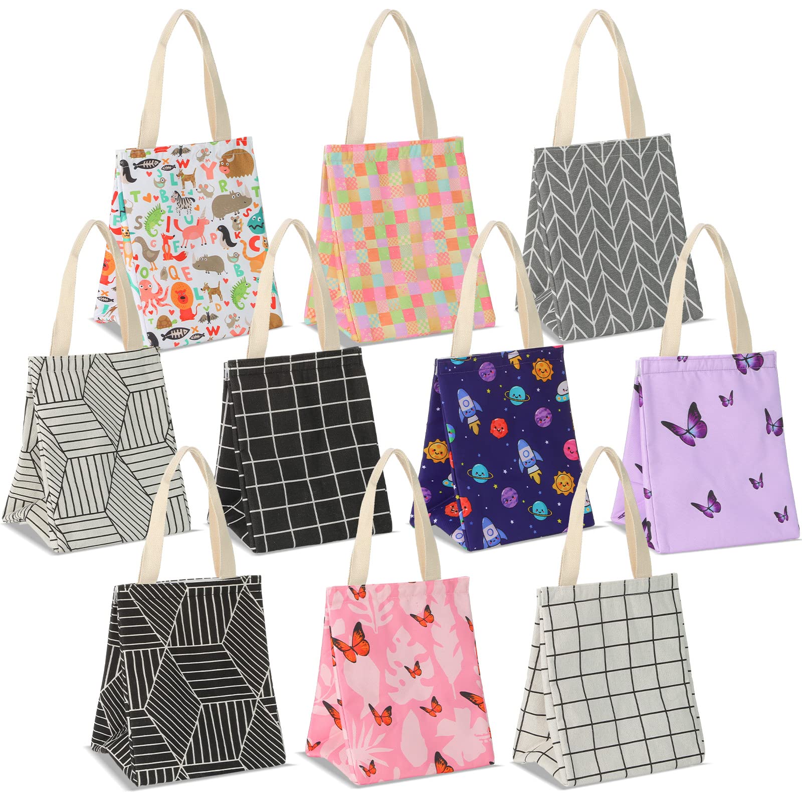 Berlune Insulated Lunch Bags Bulk, 8.3 x 6.7 x 10.24 Inch Reusable Leakproof Thermal Cooler Bag with Aluminum Foil Lining, Portable Lunch Box Tote for Office Work School Beach for Women Men(20 Pcs)