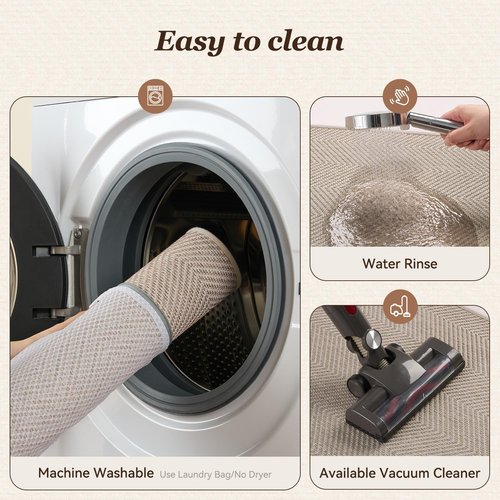 AMOAMI Kitchen Rugs and Mats, Non Slip Washable Kitchen Mats for Floor, Absorbent Quick Dry Kitchen Runner for in Front of Sink，Kitchen Rugs Sets of 2, 20"*32"+20"*47", Beige