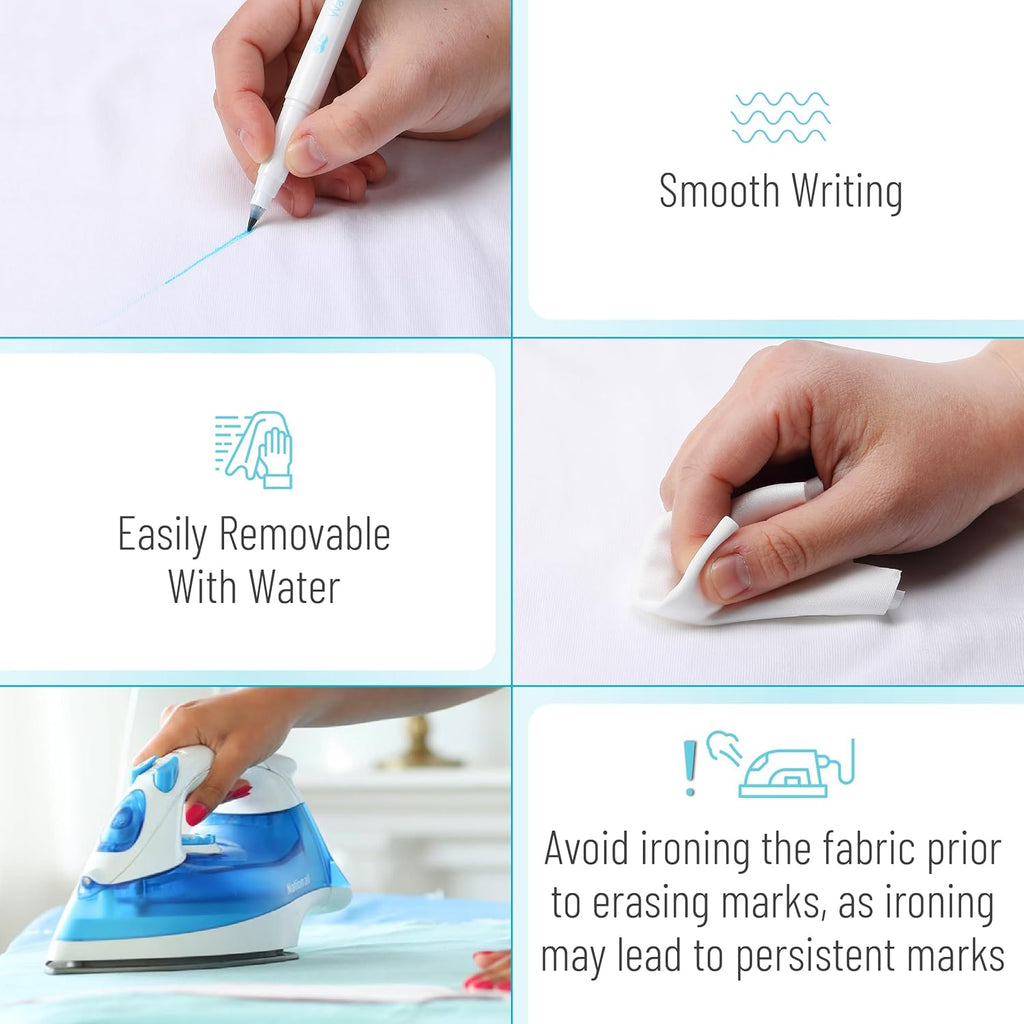 Mr. Pen Fabric Markers - Erasable & Water Soluble, 5 Pack in Blue for Sewing Projects