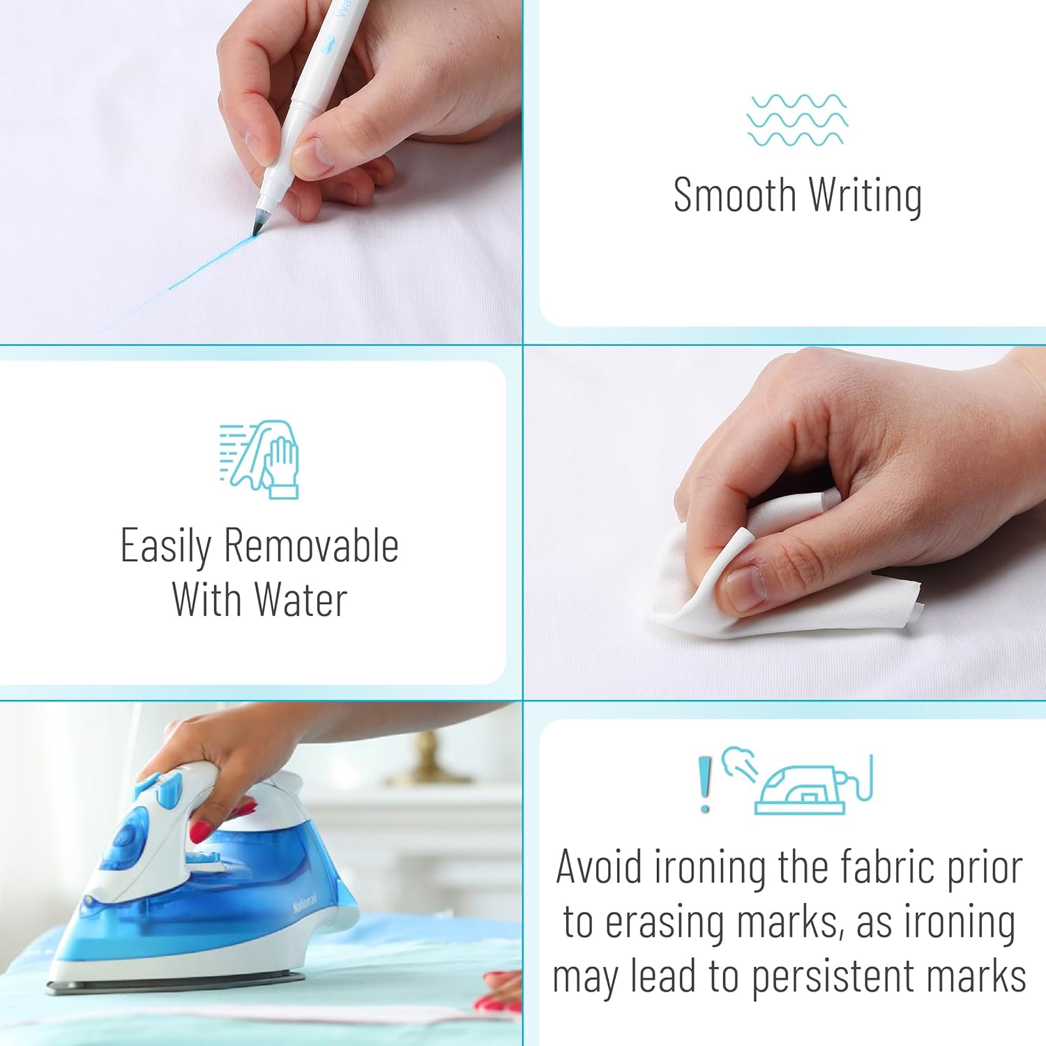 Mr. Pen Fabric Markers - Erasable & Water Soluble, 5 Pack in Blue for Sewing Projects