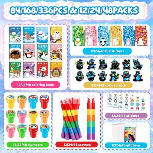 BenLouis Holiday Themed Coloring Book Set - Winter Party Favors for Kids | 12-Pack Goodie Bag Stuffers