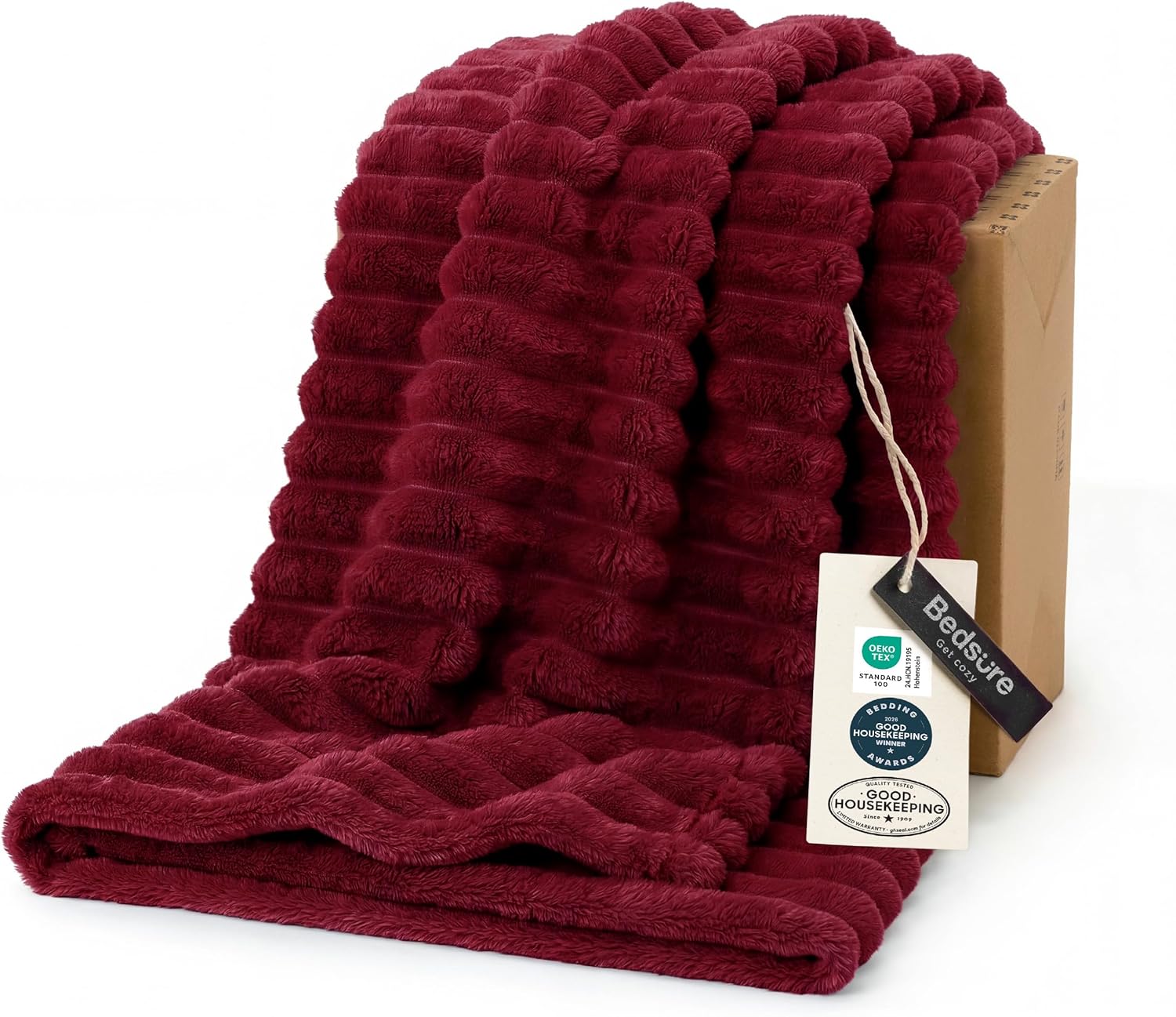Bedsure GentleSoft Fleece Blanket - Cozy Deep Red Throw for Couch, Perfect 50x70 Inches Size